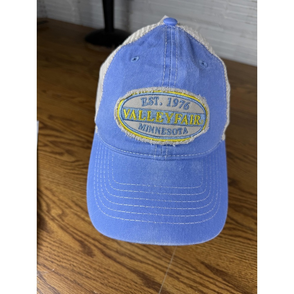 Valleyfair‎ Minnesota Hat Cap Strap Back Blue Tan Trucker Patch Embroidered Mens
